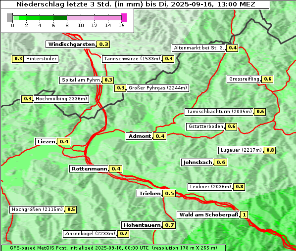 Niederschlag, 16. 9. 2025