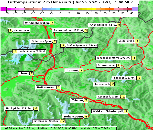 Temperatur, 7. 12. 2025