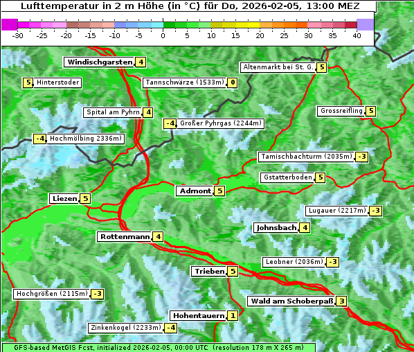 Temperatur, 5. 2. 2026