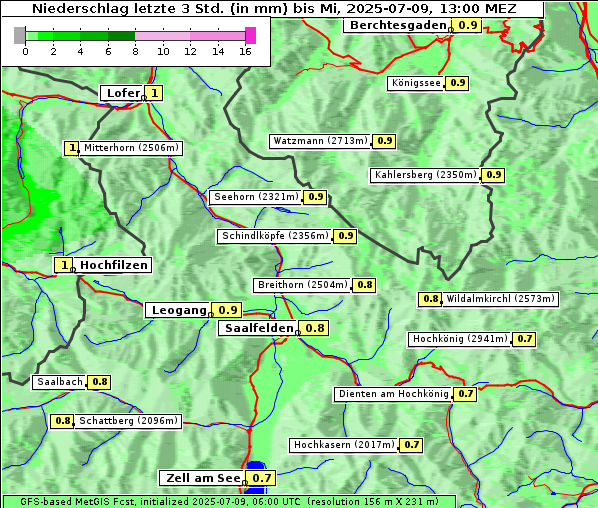 Niederschlag, 9. 7. 2025