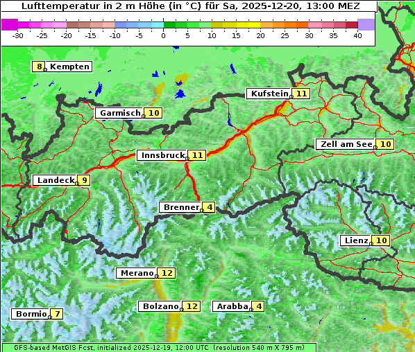 Temperatur, 20. 12. 2025