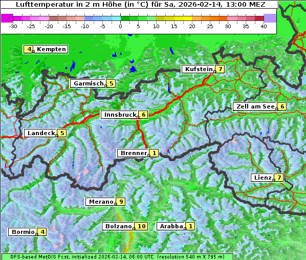 Temperatur, 14. 2. 2026