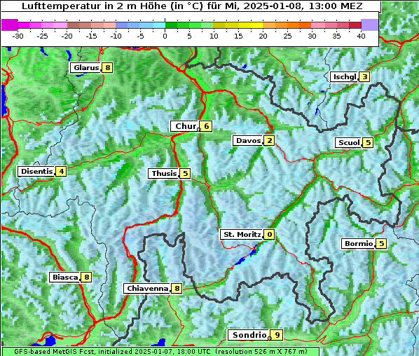 Temperatur, 8. 1. 2025