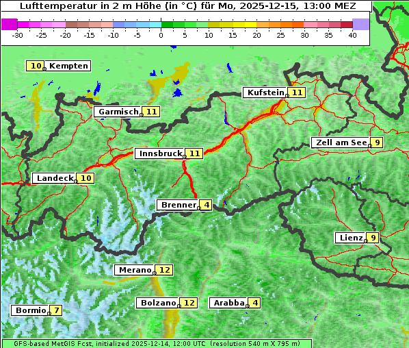 Temperatur, 15. 12. 2025