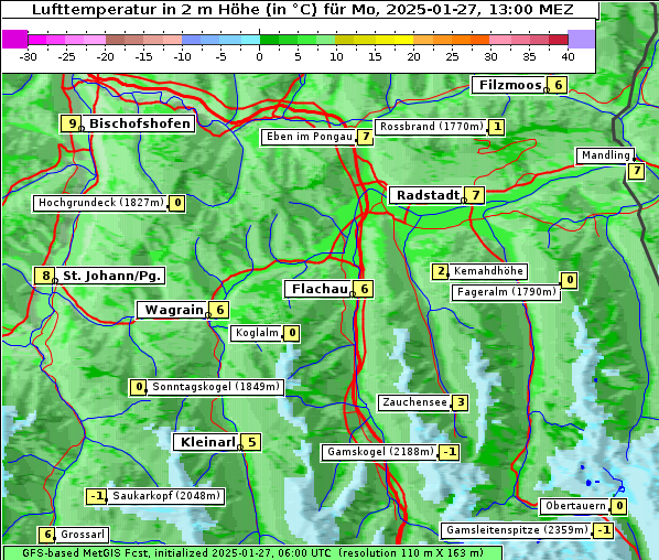 Temperatur, 27. 1. 2025