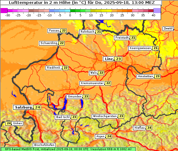 Temperatur, 18. 9. 2025