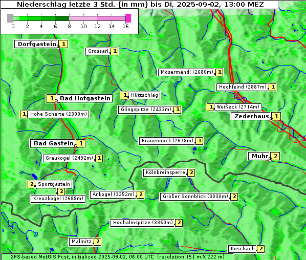 Niederschlag, 2. 9. 2025