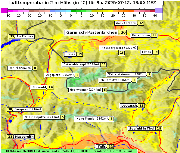 Temperatur, 12. 7. 2025