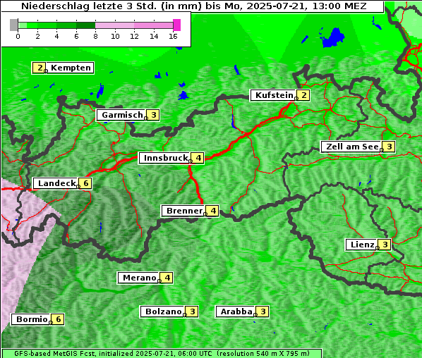 Niederschlag, 21. 7. 2025