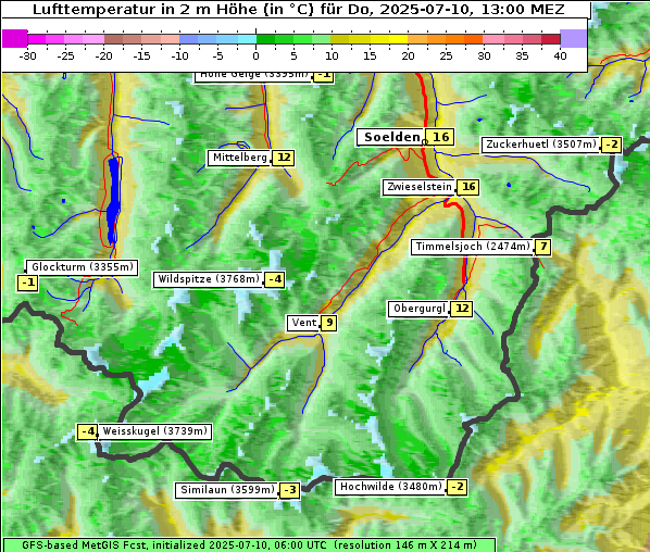 Temperatur, 10. 7. 2025