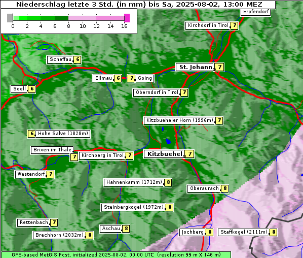 Niederschlag, 2. 8. 2025