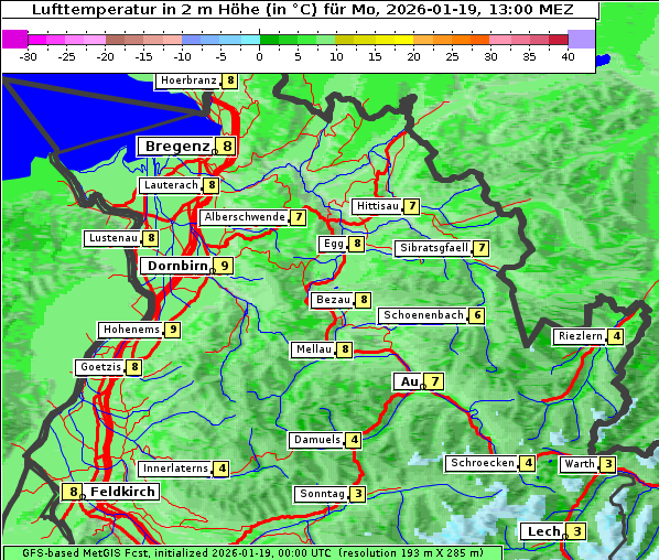 Temperatur, 19. 1. 2026