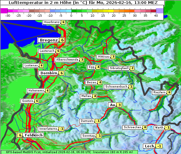 Temperatur, 16. 2. 2026