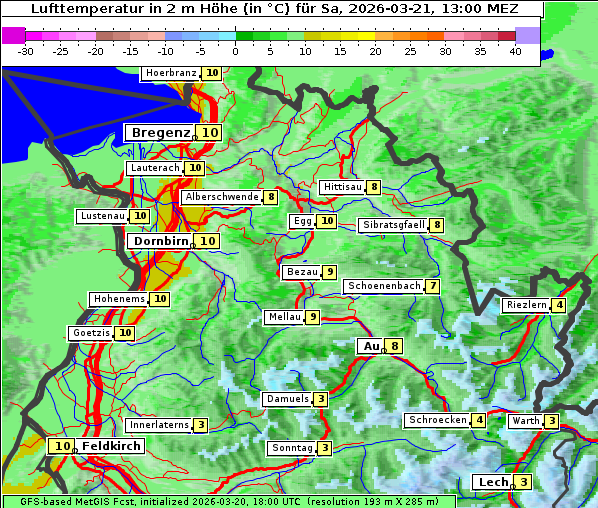 Temperatur, 21. 3. 2026