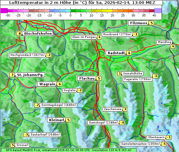 Temperatur, 14. 2. 2026