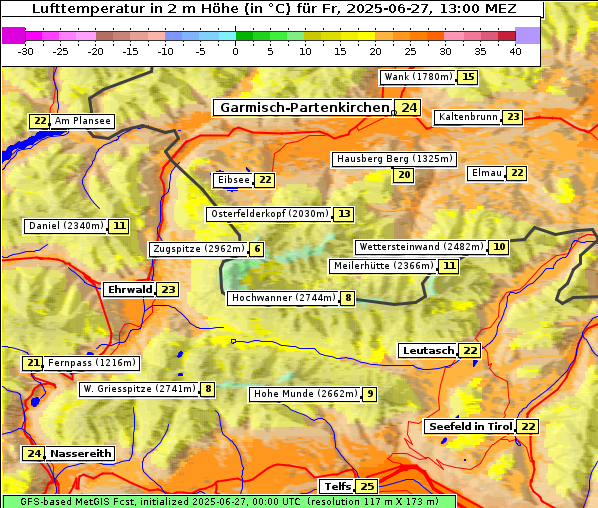 Temperatur, 27. 6. 2025