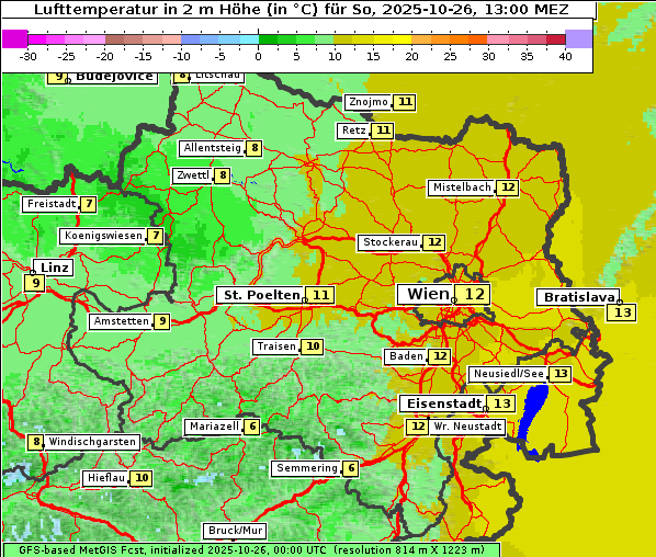 Temperatur, 26. 10. 2025