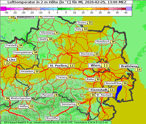 Temperatur, 25. 2. 2026