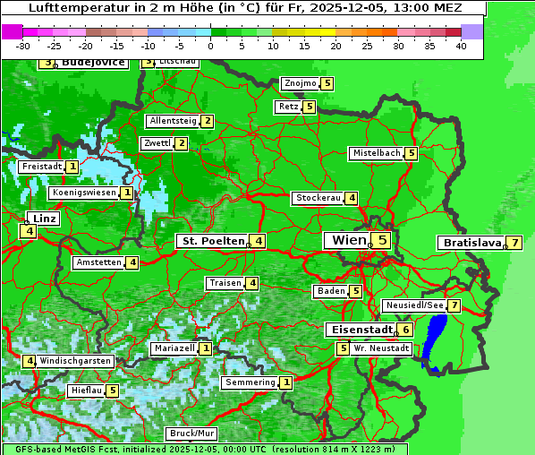 Temperatur, 5. 12. 2025