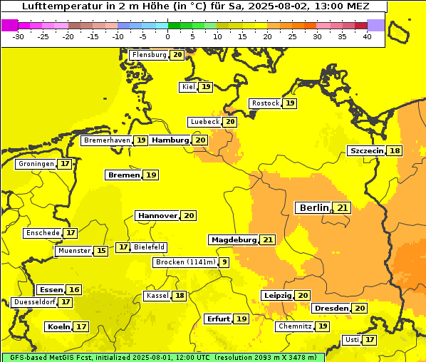 Temperatur, 2. 8. 2025