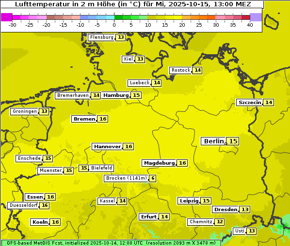 Temperatur, 15. 10. 2025