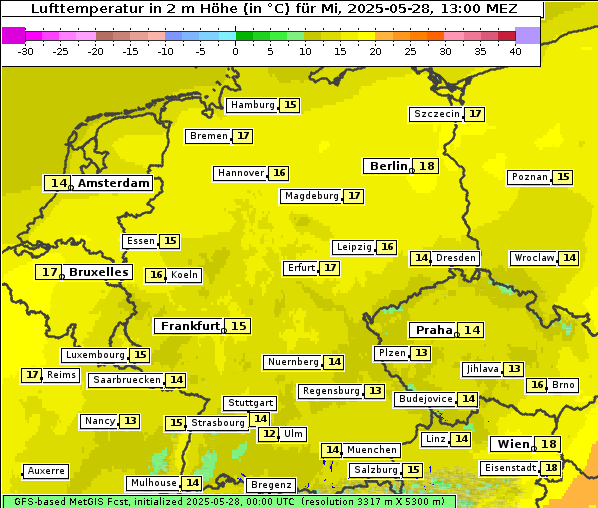 Temperatur, 28. 5. 2025