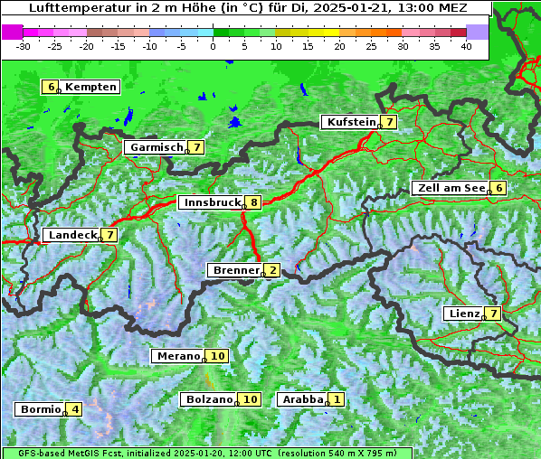 Temperatur, 21. 1. 2025