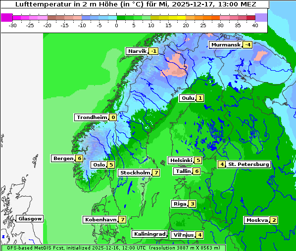 Temperatur, 17. 12. 2025
