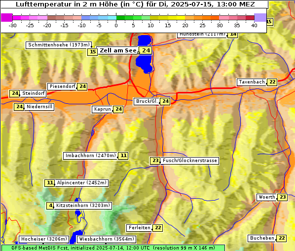 Temperatur, 15. 7. 2025