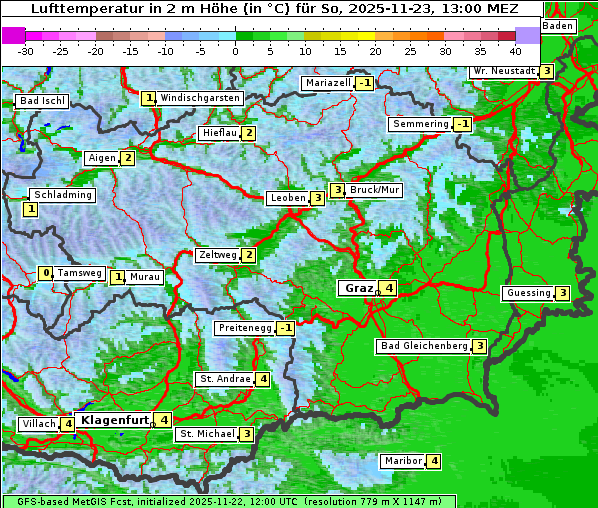 Temperatur, 23. 11. 2025