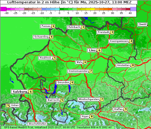 Temperatur, 27. 10. 2025