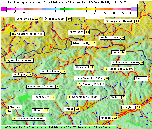 Temperatur, 18. 10. 2024