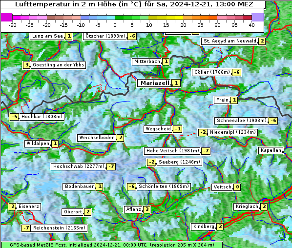 Temperatur, 21. 12. 2024