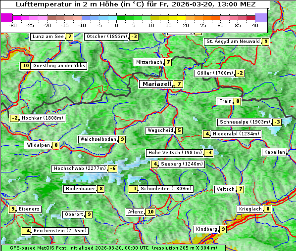 Temperatur, 20. 3. 2026