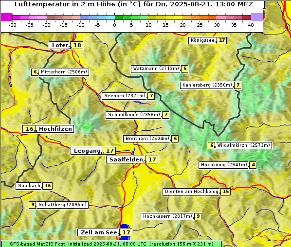 Temperatur, 21. 8. 2025