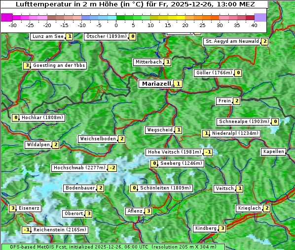 Temperatur, 26. 12. 2025
