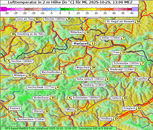 Temperatur, 29. 10. 2025