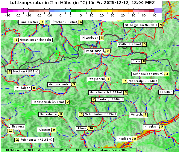 Temperatur, 12. 12. 2025