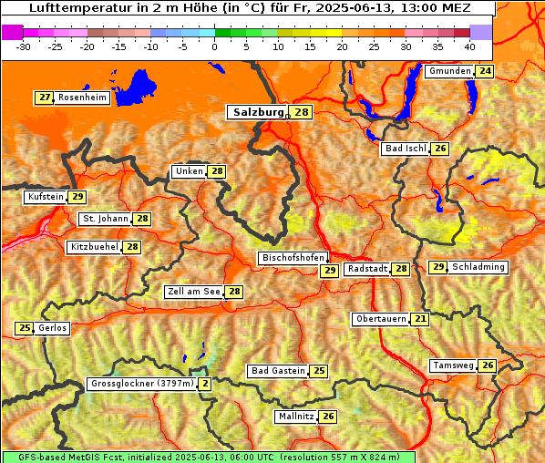 Temperatur, 13. 6. 2025