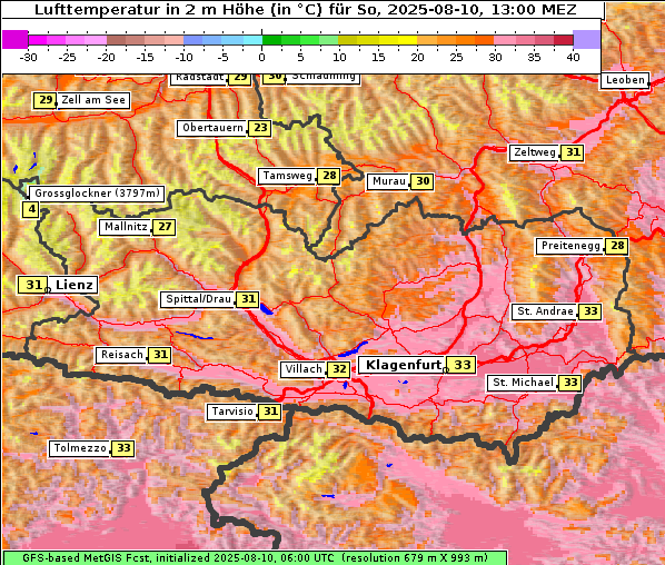 Temperatur, 10. 8. 2025