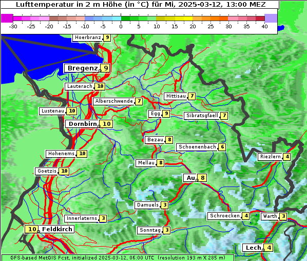 Temperatur, 12. 3. 2025