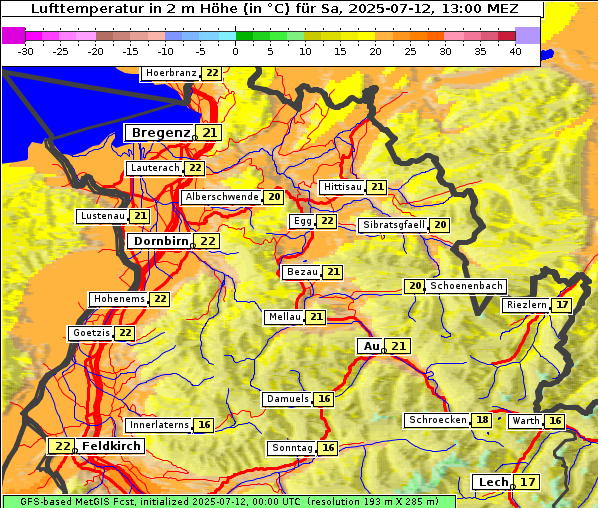 Temperatur, 12. 7. 2025