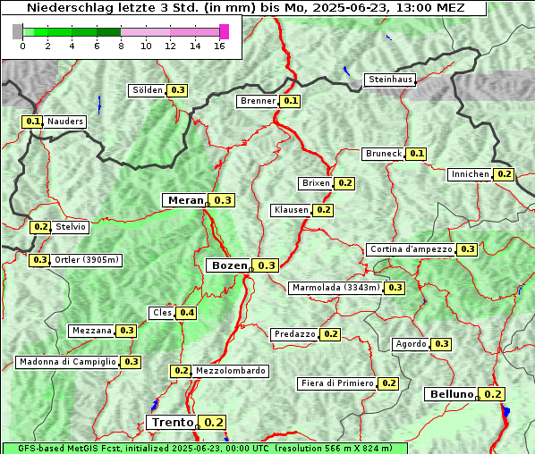 Niederschlag, 23. 6. 2025