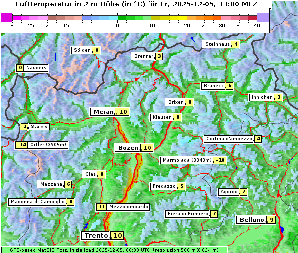 Temperatur, 5. 12. 2025