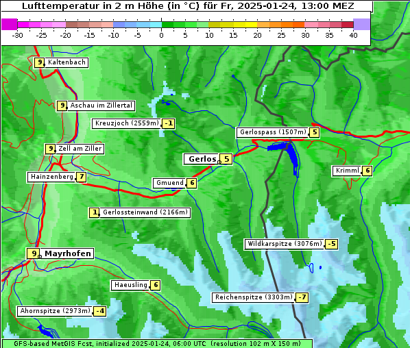 Temperatur, 24. 1. 2025