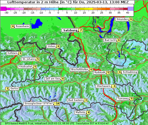 Temperatur, 13. 3. 2025