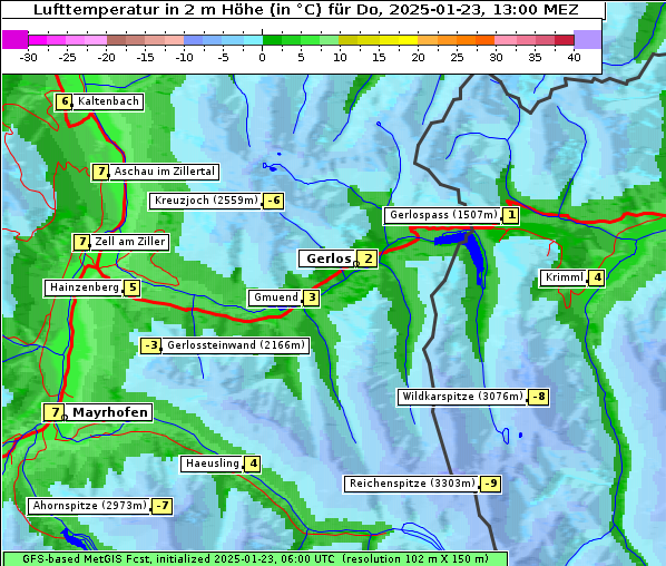 Temperatur, 23. 1. 2025