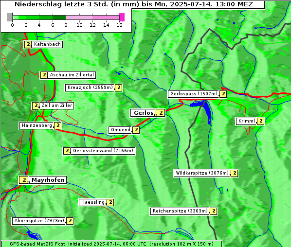 Niederschlag, 14. 7. 2025