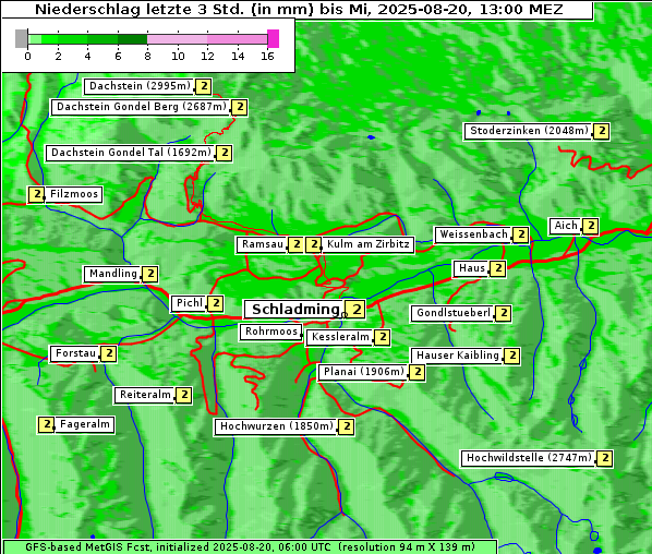 Niederschlag, 20. 8. 2025