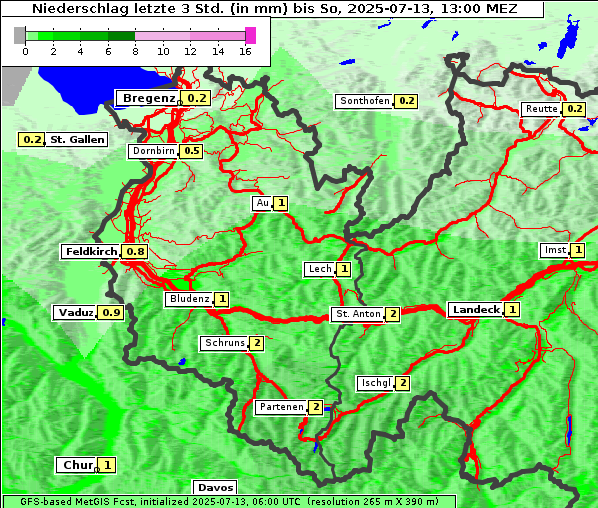 Niederschlag, 13. 7. 2025